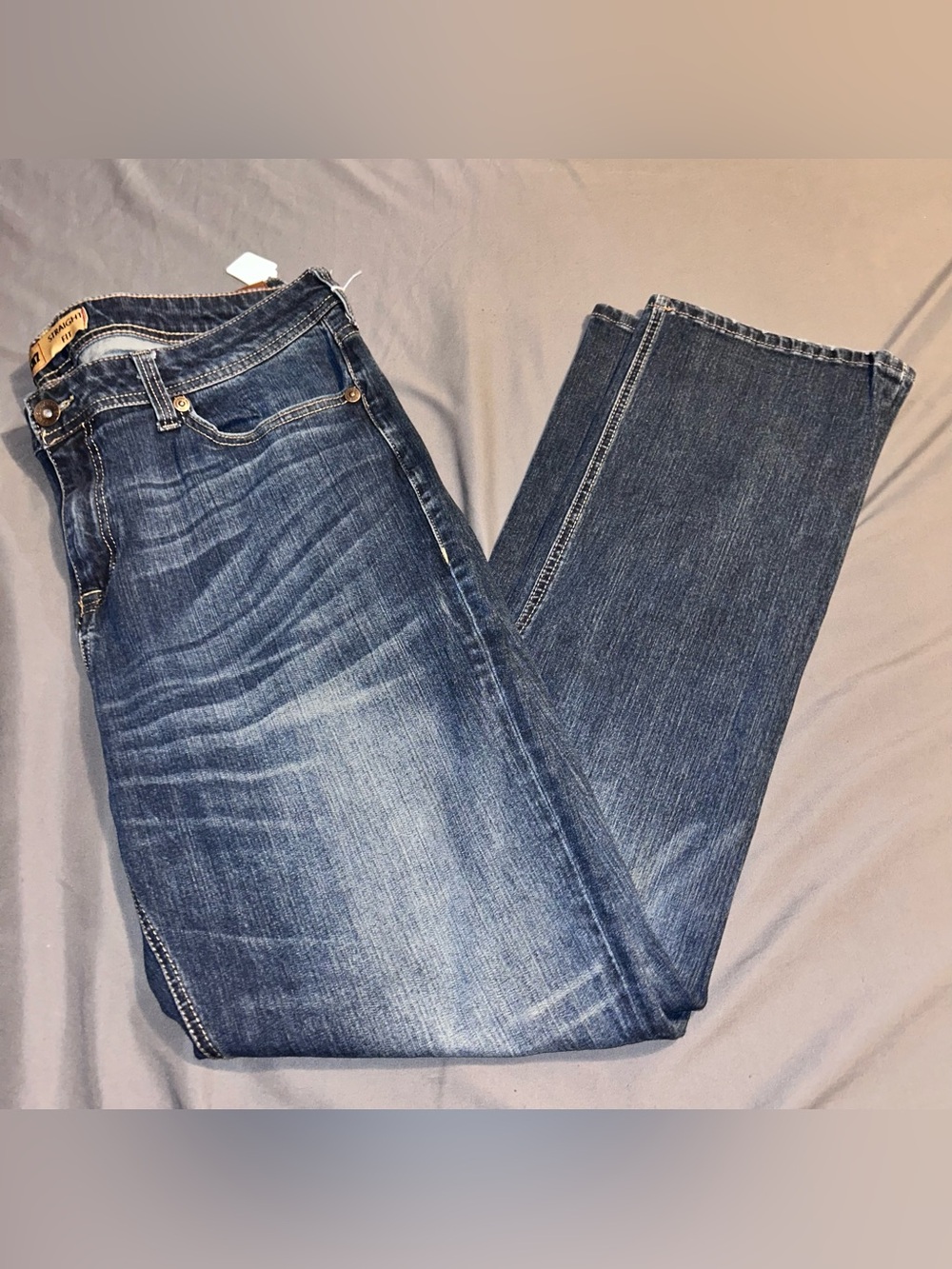 Seven7 Mens Dark Blue Denim Jeans with Contrast Stitching